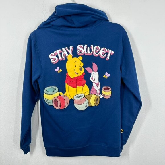 Disney Winnie the Pooh Embroidered Dark Blue Hooded Sweatshirt Size 00 XS Casual - Picture 5 of 5